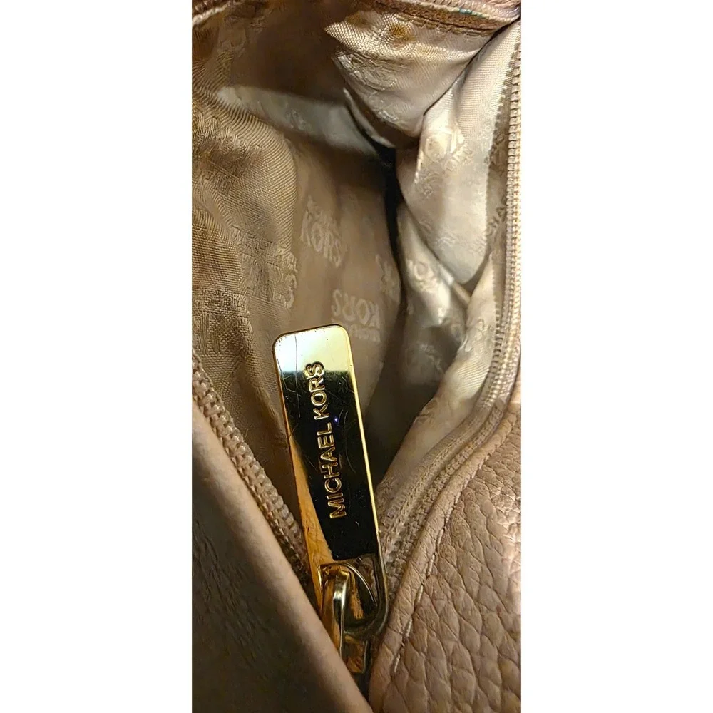 Hobo Bag Michael Kors Pebbled Leather Gold Hardware Womens Pink 35S6GEQL3L